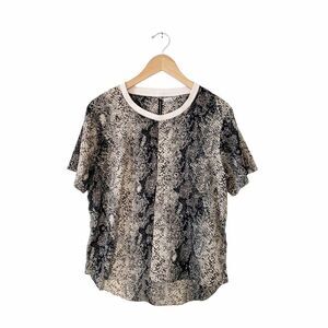 W118 by Walter Baker Florentine Grey Black Snakeskin Pocket Blouse